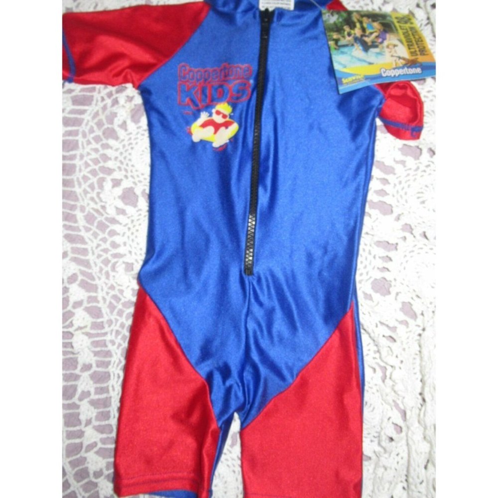 nwt Coppertone red blue 1 piece swim suit  baby boy ~ 6 m
